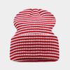 Contrast color flanged striped knitted hat autumn and winter outdoor casual thermal pullover hat women's casual versatile wool hat