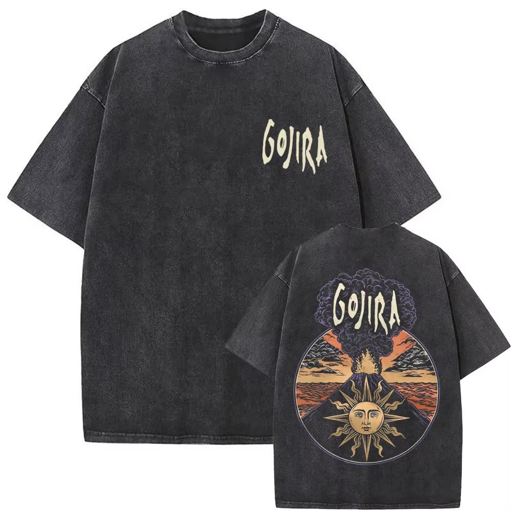 Стирка Винтажная Металлическая Рок-Группа Gojira Футболка От Марса К Сириусу Футболки Мужские Женские Готическая Панк Оверсайз Футболки Уличная Одежда