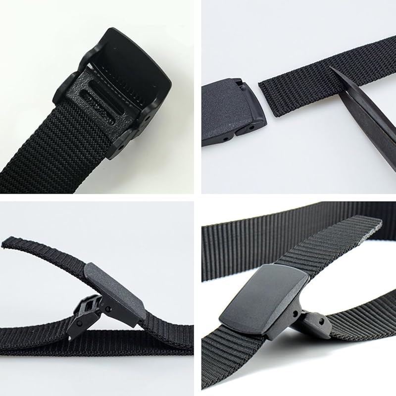[Getrays] Set of 2 Men's Nylon Belt, Lightweight Durable Elastic Belt Tactical Belt, Non-metallic Plastic Buckle Adjustable Work Belt Sports Military