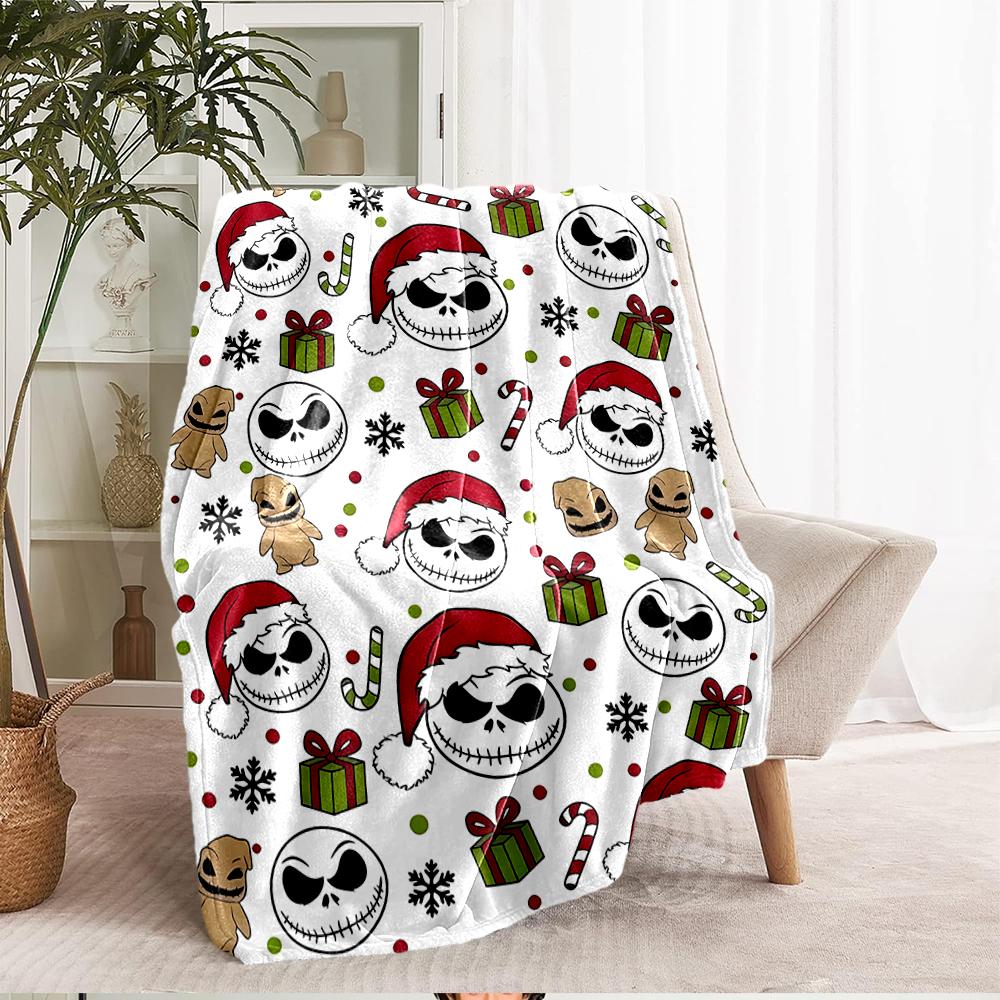 The Nightmare Before Christmas Theme Printed Blanket - Perfect for Couch, Bed, Travel & Outdoor Use | Machine Washable, Cozy & Durable.