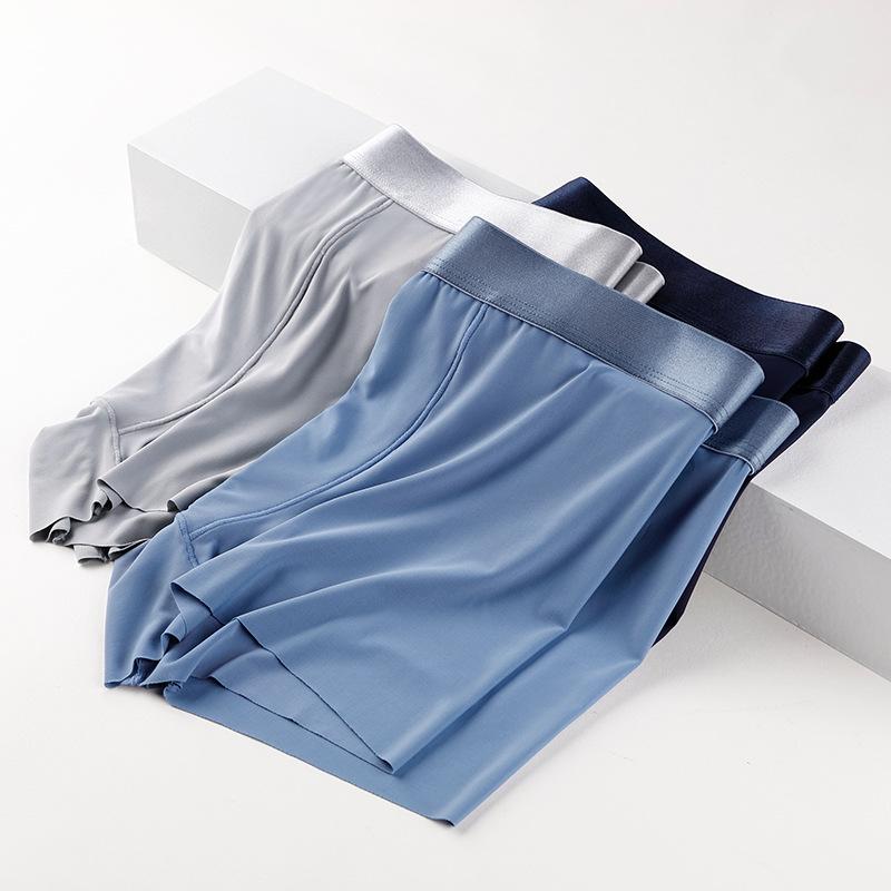 Мужское летнее легкое бесшовное дышащее нижнее белье из ледяного шелка с плоским углом