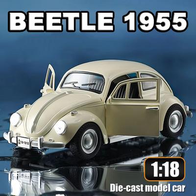 1:18 масштаб Beetle 1955 года Модель Классический ретро Винтажный автомобиль Литой автомобиль Дверь автомобиля может открываться Звук и свет Инерционный миниатюрный игрушечный подарок для детей