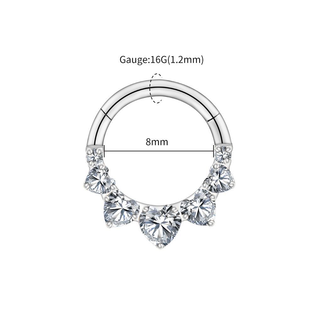 Правая большая серьга-кольцо для пирсинга уха Daith из титана ASTM F136 с фианитом в форме сердца 16G, с шарниром, кликер для септума, кольцо для носа, гипоаллергенные украшения для пирсинга