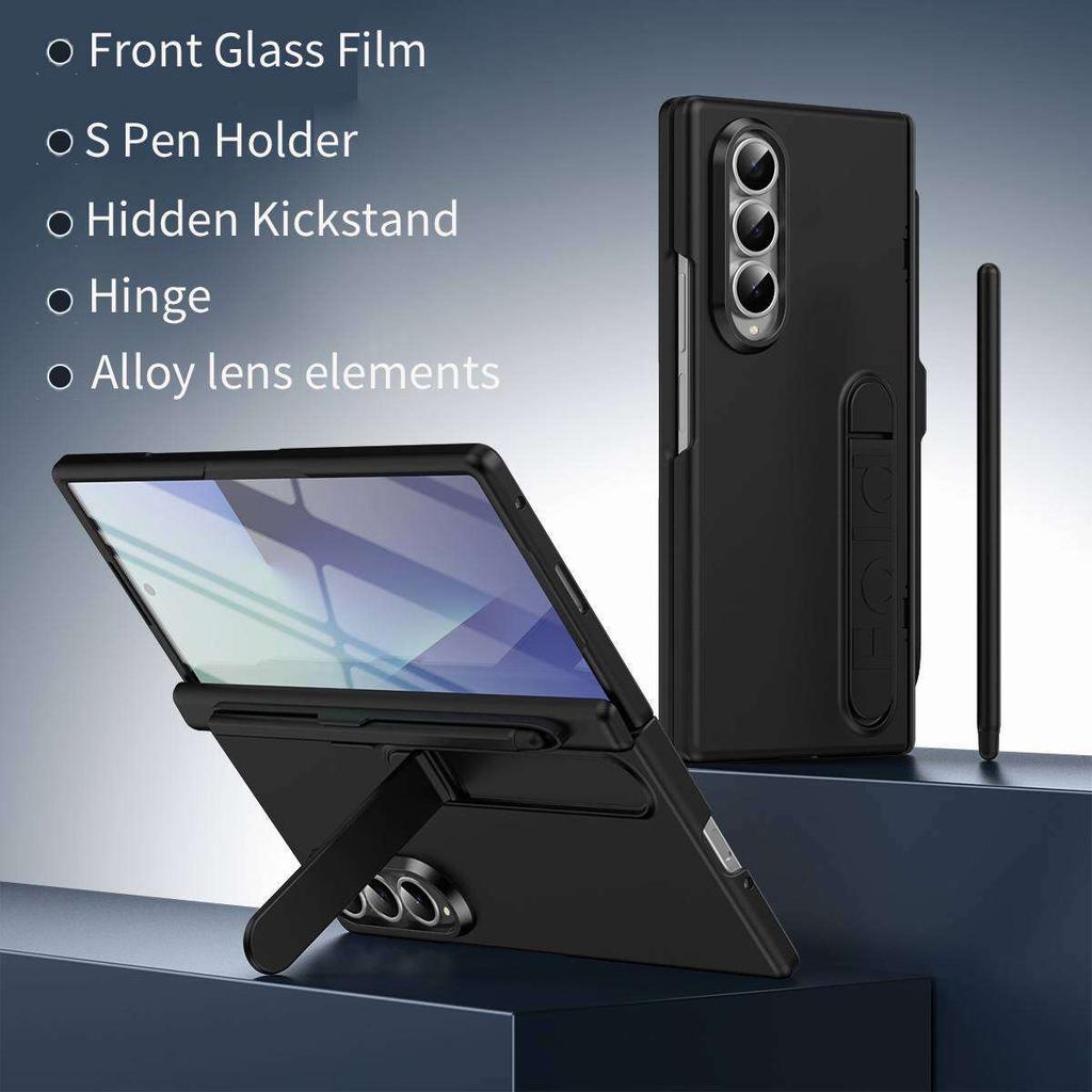 Чехол для Samsung Galaxy Galaxy Z Fold 7 6 5 4 3 с держателем для S Pen и стилусом, Невидимая подставка, Встроенная защитная пленка для экрана, Защитные бамперы для телефона
