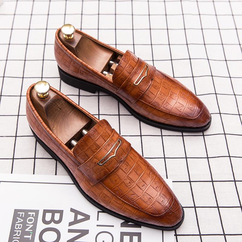 Fashion Dress Shoes  For Men Italian Loafers Men Office Shoes Genuine Leather Pointed Business Classic Wedding Party Zapatillas Hombre