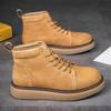 Fashion Autumn Winter Men's Casual Shoes Suede Leather Work Shoes Male High Top Short Boots Platform Business Shoes Outdoor Antiskid Wal