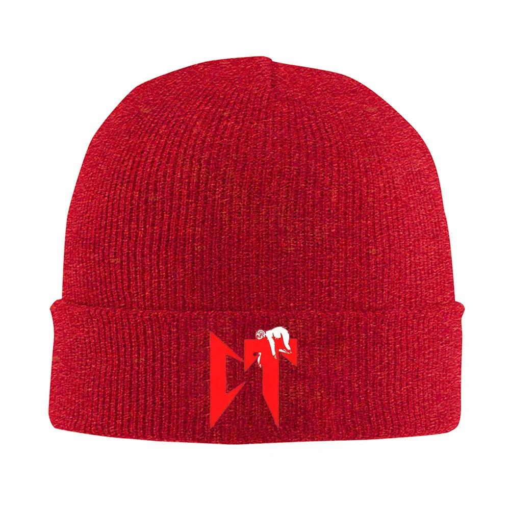 Red geometric symbol sloth design Unisex Women Unisex Knitted Hat Beanie Pullover Cap Winter Thermal Warm Christmas Outdoor Cycling