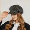 Women's Retro British Plaid Octagonal Cap: Versatile Spring/Autumn Beret with Big Brim for a Casual, Literary Look.