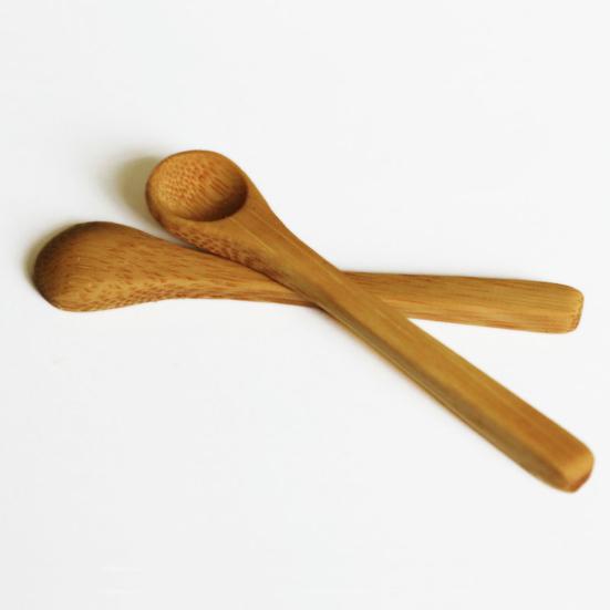 6Pcs Bamboo Long Handle Deep Spoon Flatware Coffee Honey Drinking Kitchen Gadget