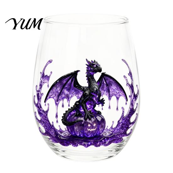Ocean Themed Kitchenware Handcrafted Glass Cup, Unique Marine Animal Theme Print for Iced Coffee Cocktails Bar Tumbler, Decorative Glassware