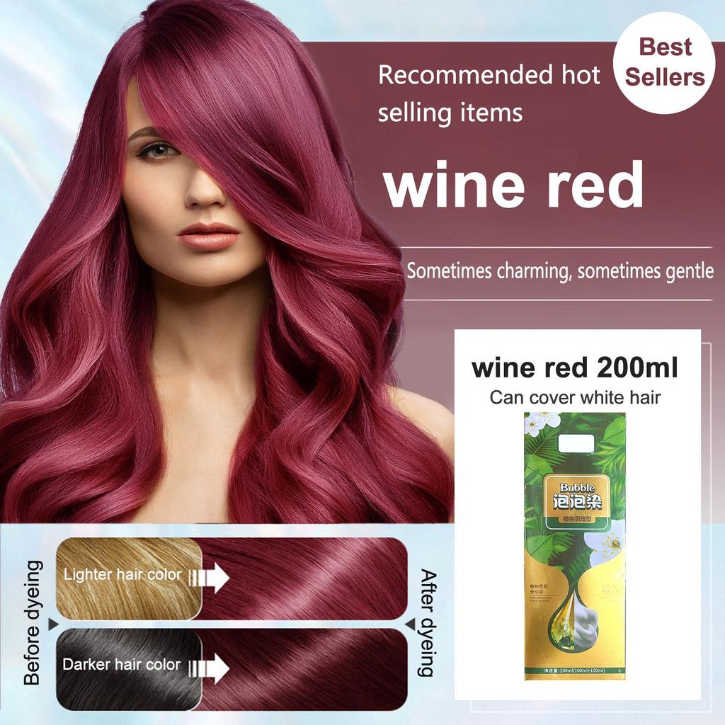 Bubble Hair Plant Hair Шелковистые Красивые Плавающие Волосы Не Повреждает Кожу Головы Не Повреждает Волосы, Используется Для Серых Волос Цветной Пузырек 200мл