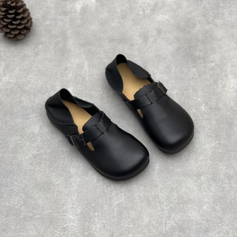 Johnature Туфли-лоферы из натуральной кожи с круглым носком и мягкой подошвой, универсальные, из мягкой коровьей кожи, на плоской подошве, женские