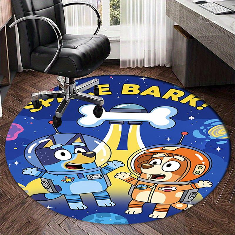Bluey Printed Round Rug Carpet Chair Rug Area Rug Entryway Doormats,for Office Chair Living Room Bedroom Kitchen Room.