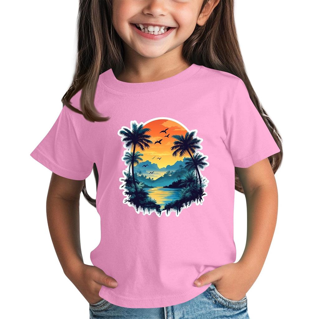 Детская модная повседневная футболка с круглым вырезом и короткими рукавами