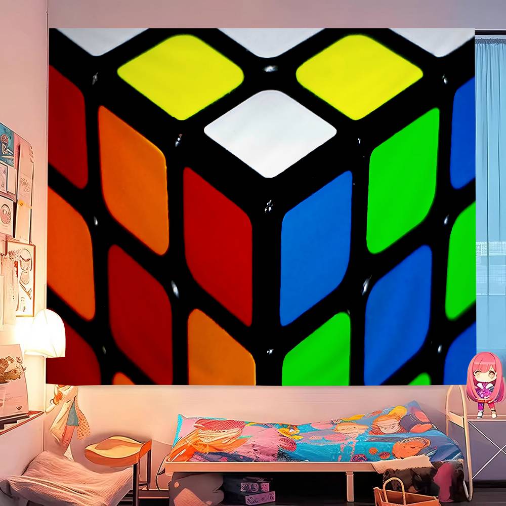 Funny RRubik CCube Hippie Wall Hanging Tapestries Art Science Fiction Room Home Decor Kawaii Room Decor