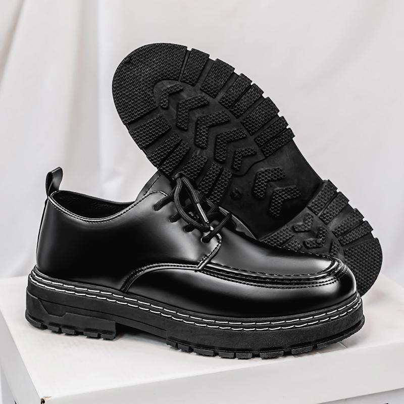 Thick Sole Formal Black Men Leather Shoes Designer Platform Casual Shoes Wedding Dress Oxfords Shoes Men Work Shoes