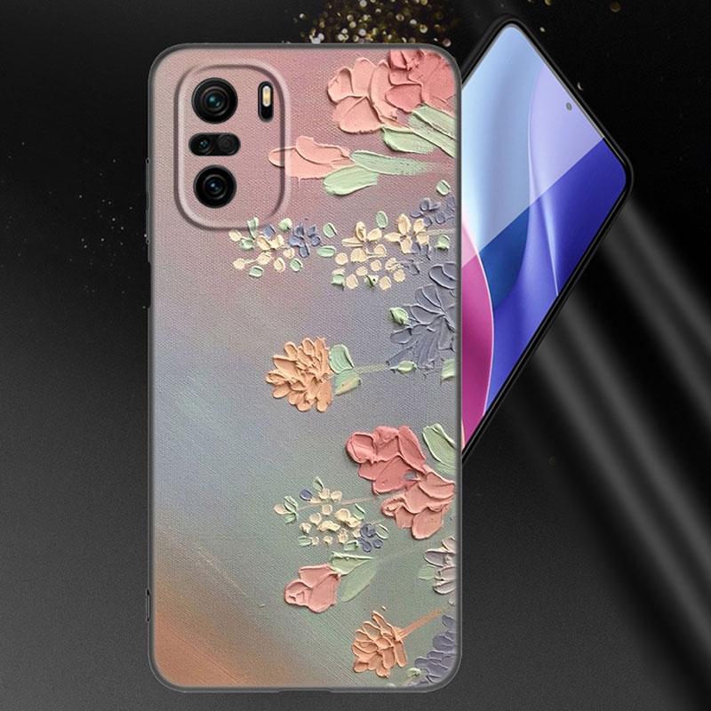 Чехол для телефона с тиснением в виде цветка для Xiaomi Mi POCO X3 NFC GT M4 M3 12 11T 10T Pro A3 11 Lite NE 5G 12X 11i F3 Мягкий черный чехол из ТПУ