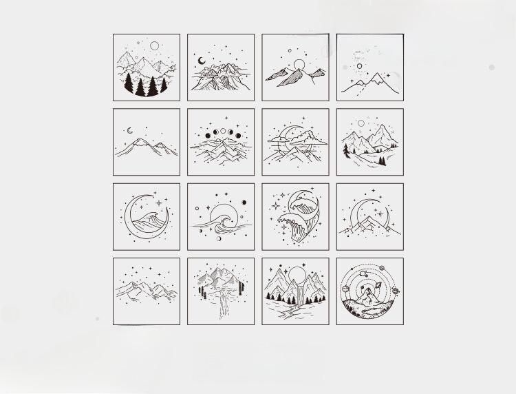 Mr. Paper Moon & Sixpence Wooden Stamp Set - 16 DIY Stationery Pieces