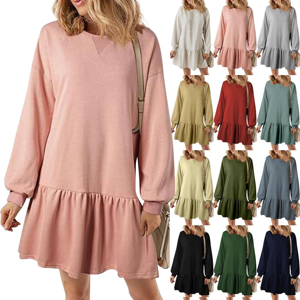 Женский свитер с длинным рукавом, топ, трикотажная резинка, лоскутное платье-свитшот, повседневные платья