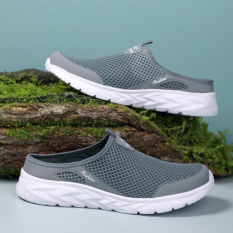 Весенне-летняя новая повседневная спортивная мужская обувь, большой размер, дышащая обувь с полупрозрачной сеткой, ленивая обувь для походов на открытом воздухе