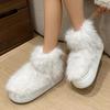 Модные белые толстые плюшевые сноубутсы женские на платформе пушистые из искусственного меха зимние ботинки женские удобные слипоны теплые хлопковые ботинки с подкладкой
