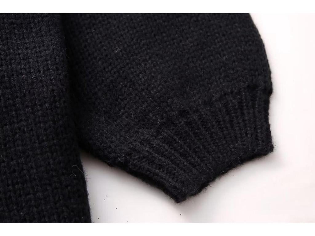 Женский трикотажный свитер с круглым вырезом в европейском и американском стиле на весну и осень 2024 года - A34318