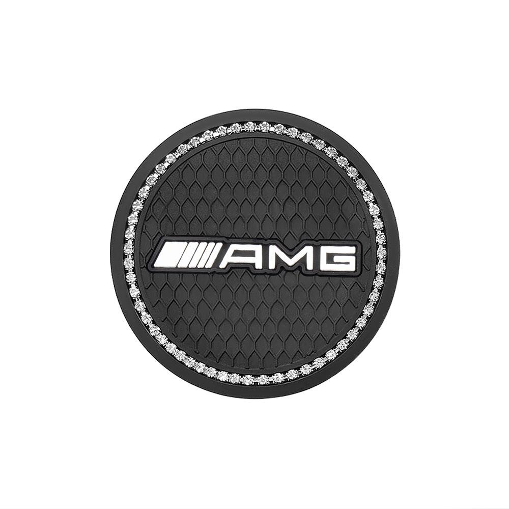 GLC GLB 1/2Pcs Non-slip Car Water Cup Pad Diamond Rhinestone Rubber Mat For Mercedes-Benz AMG W108 W124 W140 W168 W202 Car Acce