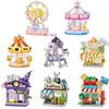 NEW Amusement Park Carousel Pirate Ship Ferris Wheel Halloween Game Street View Building Blocks Kit Girl Bricks Model Kids Toy