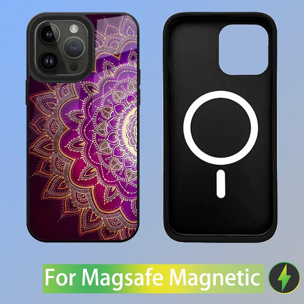 Чехол для телефона с индийским узором Мандала для iPhone 15,14,13,12,11,Plus,Pro,Max Mini, Магнитная беспроводная зарядка Magsafe