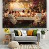 1 Last Supper religious tapestry banner - Rembrandt inspired painting background Durable polyester fabric  2D flat