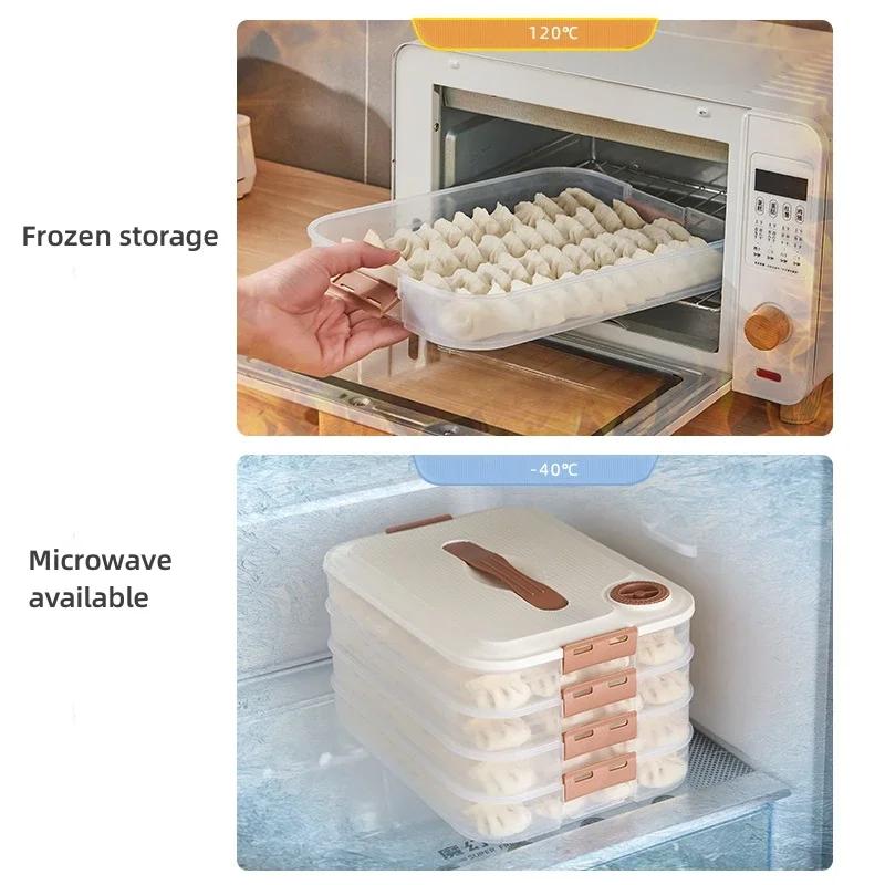 1/2/3/4 Layers Food Storage Box Refrigerator Frozen Food Box with Event Recording Knob Dumpling Frozen Box Kitchen Gadgets