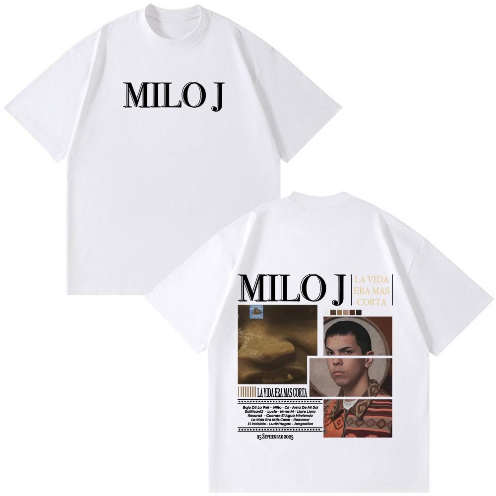 Rapper Milo J La Vida Era Mas Corta Tshirts Men Women Fashion Hip Hop Oversized T Shirt Cotton Short Sleeve Tee Shirt Streetwear