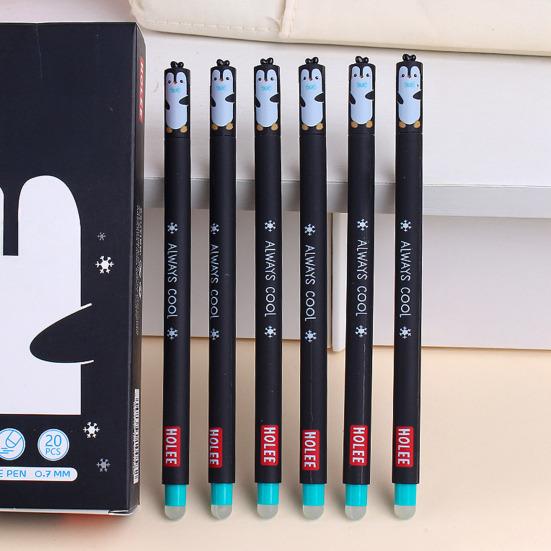 Стирающаяся ручка 0,7 мм с черными чернилами, с мягкой рукояткой, приятной для кожи, с милыми колпачками в виде животных, кнопочный механизм, перезаправляемые ручки, школьные принадлежности