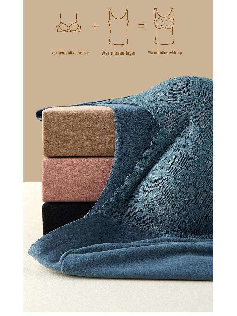 Женский двухсторонний термотоп из немецкого бархата: Бесшовная, утолщенная, самонагревающаяся, с подкладкой на груди, теплая рубашка с длинным рукавом для осени