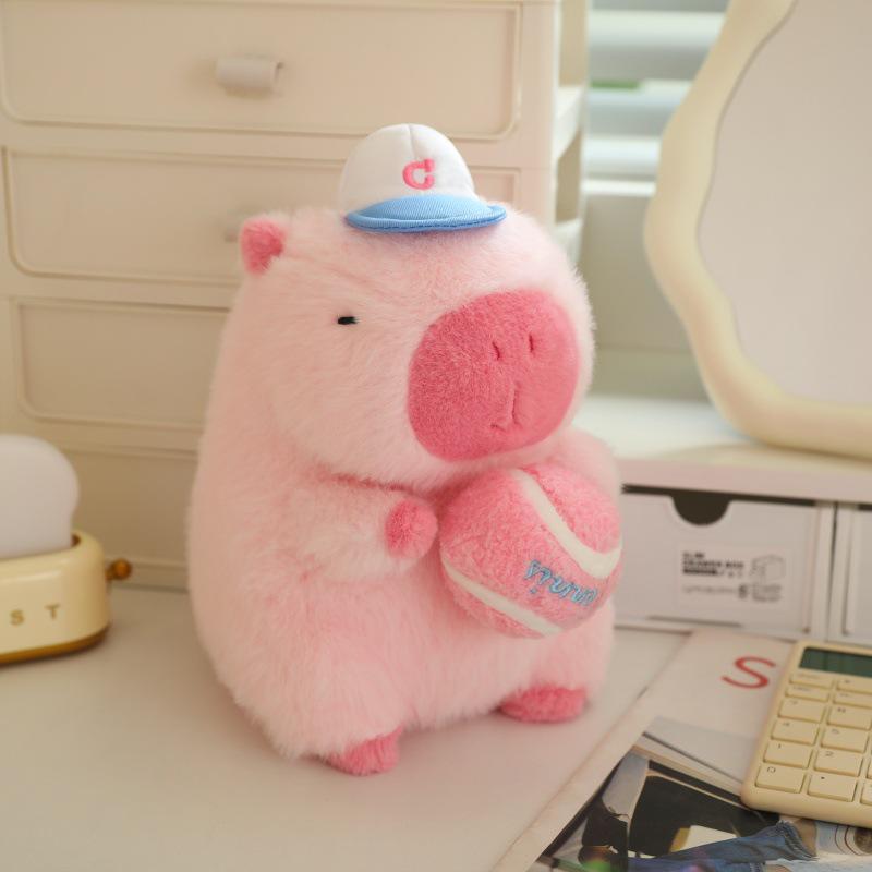 Плюшевая игрушка Капибара Сопливый Мишка: Милый брелок для бейсболки с браслетом на кнопке