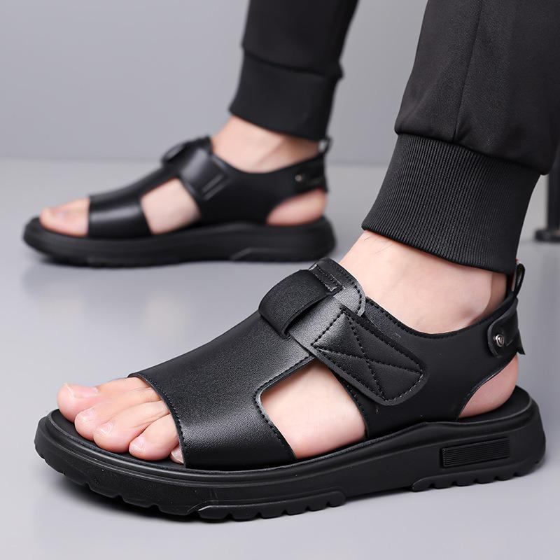 Men's Sandals Fashion Business Leather Sandals Non Slip Platform Sandals for Men 2025Summer Casual Beach Shoes Sandalias Hombre
