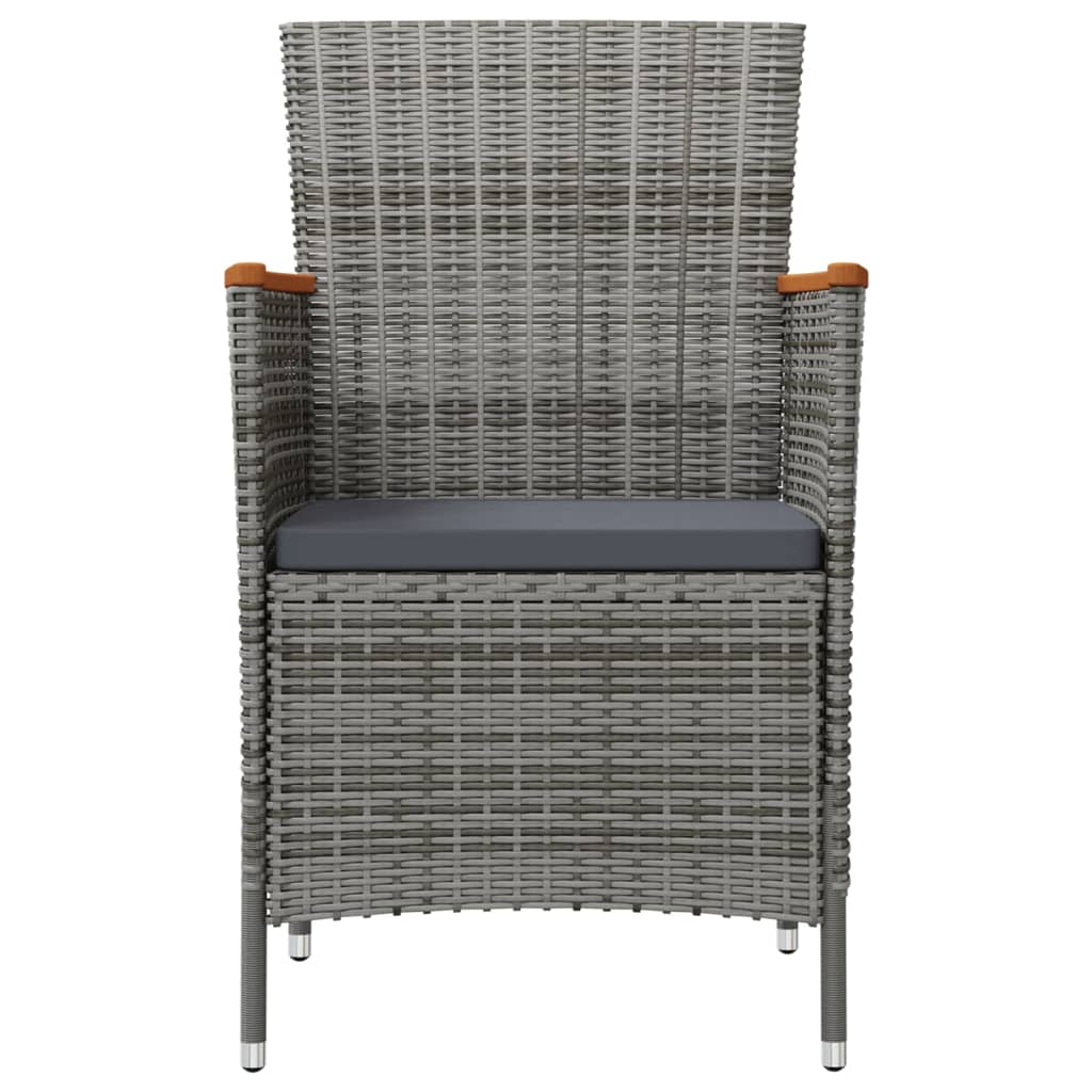 Garden Dining Chairs 2 pcs Grey Poly Rattan