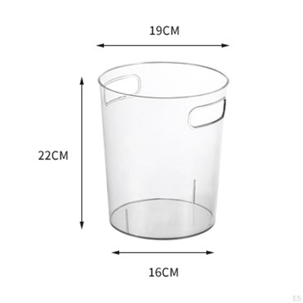 Round Transparent Trash Can Wastebasket Garbage Container Bin Organizer Box Ice Bucket