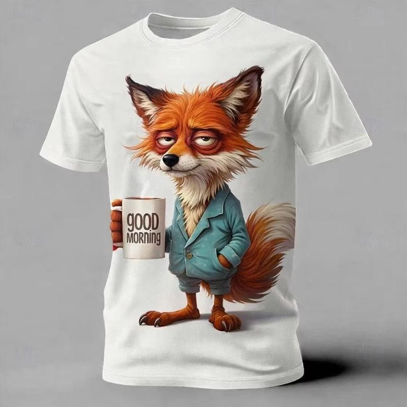 Cartoon Animal 3D Print Men's T-Shirts Funny Dog Pattern Street Short Sleeve Tee Summer Casual O-neck Tops
