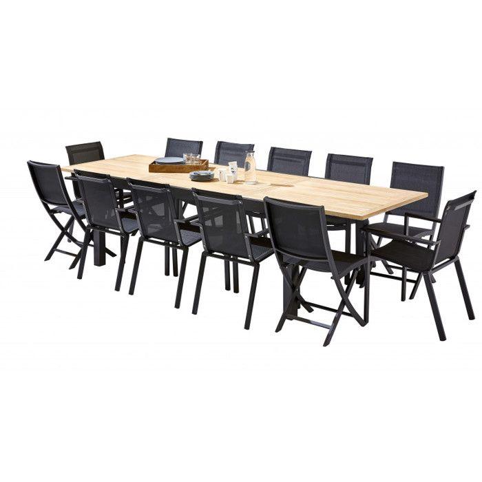 Комплект садовой мебели Bali T 8/12 + F 8 + C 4 Тик Черный Wilsa Garden