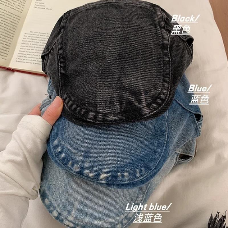 Retro Harajuku Style Washed Denim Forward Hat For Men And Women Spring Summer Casual Versatile Show Face Small Literary Berets