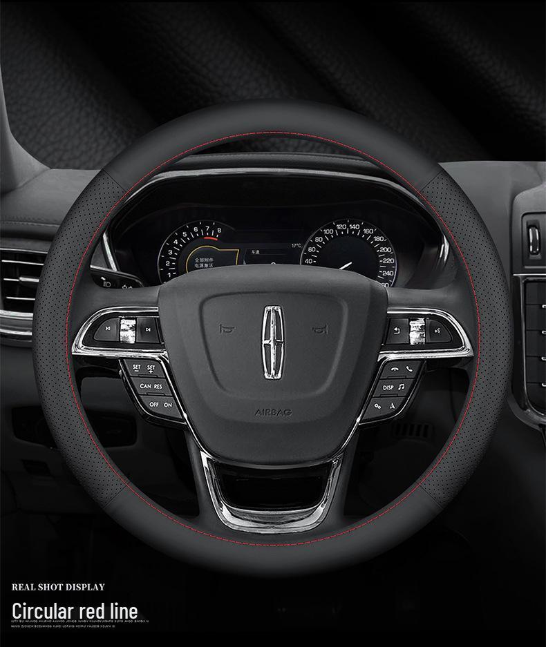 Премиальная кожаная оплетка руля для Lincoln MKC, MKZ, Aviator, MKX, Navigator