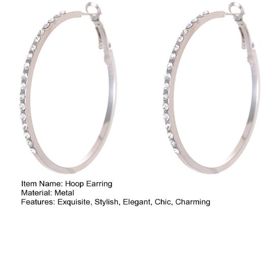 Large Rhinestone Hoop Earrings for Women Big Cubic Zirconia Thin Round Hoop Earrings Sparkly Hypoallergenic Jewelry Gift