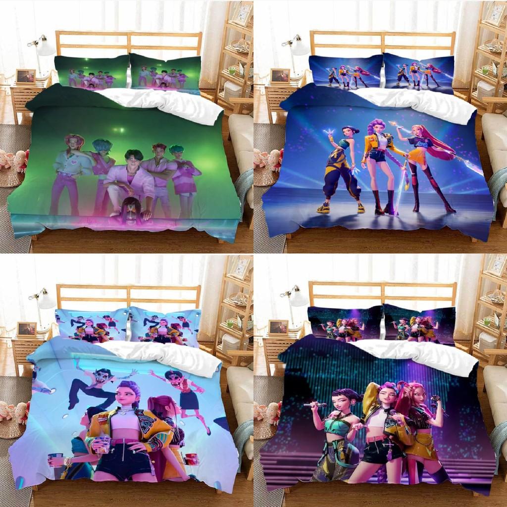 Охотники на демонов K-pop Цифровая печать Пододеяльник Наволочка Комплект Постельное белье для спальни
