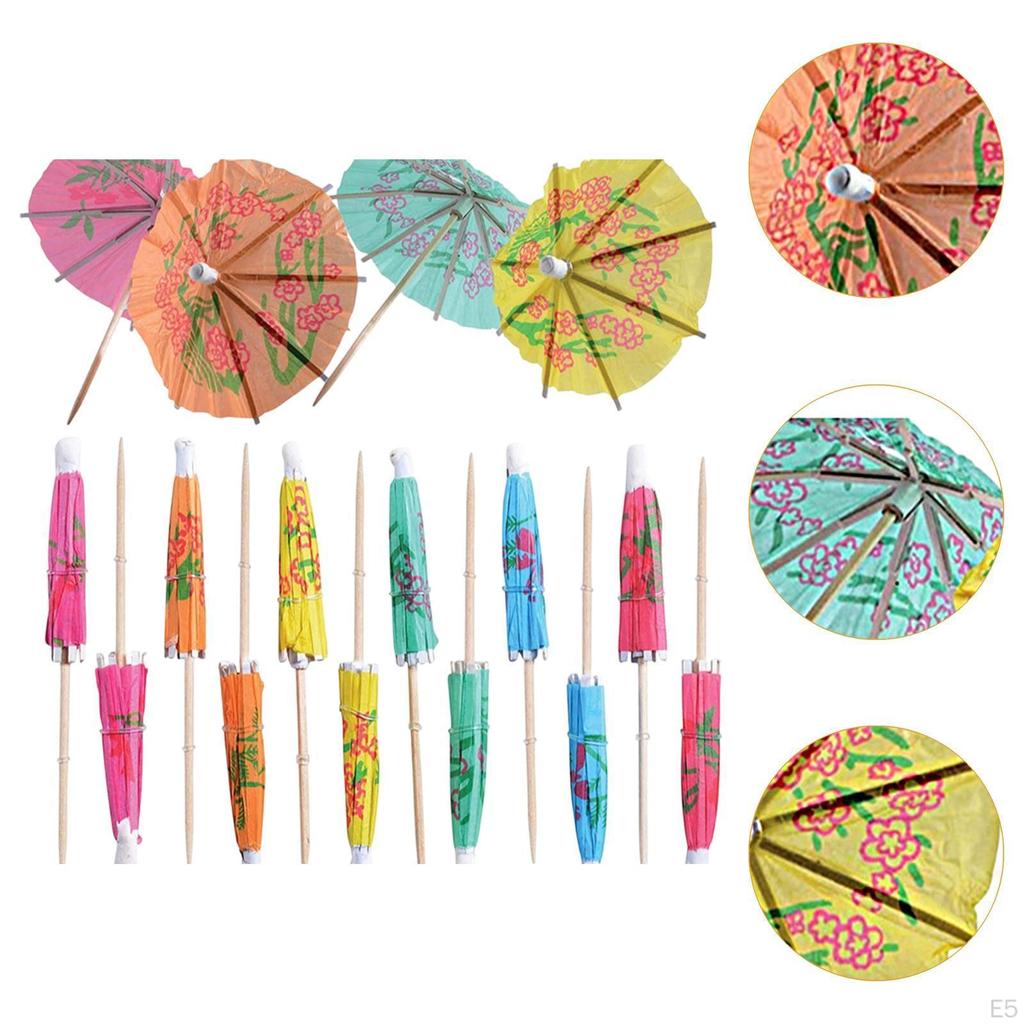 Paper Cocktail Parasols Drink Fruit Cake Sticks Crafts Novelty Disposable Food Picks Mini