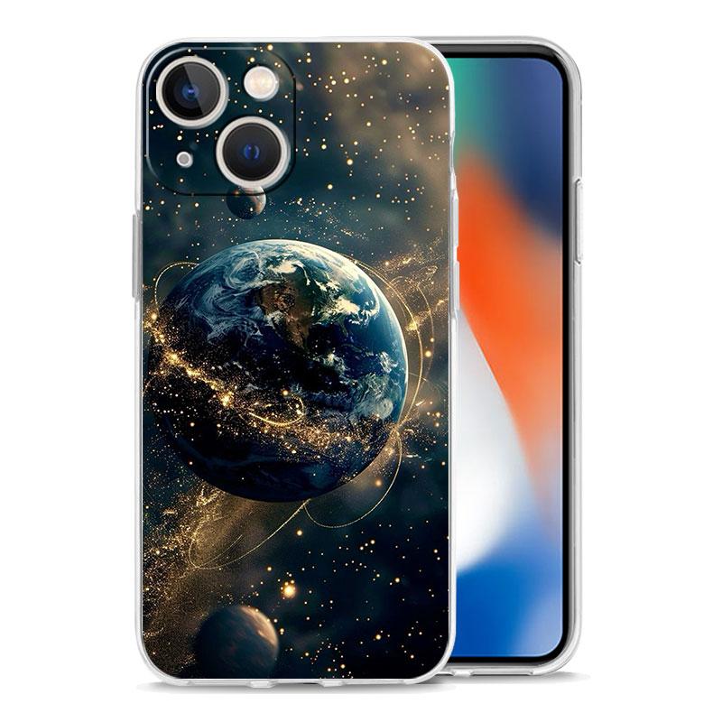 Чехол для телефона iPhone 17 Чехлы iPhone Air 16 15 12 13 14 Pro Max 7 8 Plus 16Pro iPhone11 Мягкий чехол Луна Галактика Вселенная