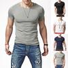 Summer Men Top Short Sleeves O Neck Slim Fit Solid Color Thin Elastic Mid Length Casual Pullover Daily Homewear Sport T-shirt