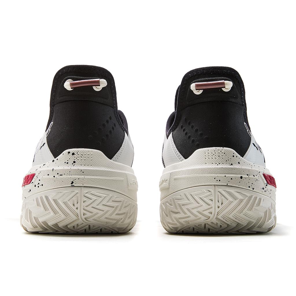 Li Ning Jie Ao, Черное Пламя Амортизация Скользкие Устойчивые к Истиранию Низкие Баскетбольные Кроссовки Мужские Черно-Белые ABFU019-6