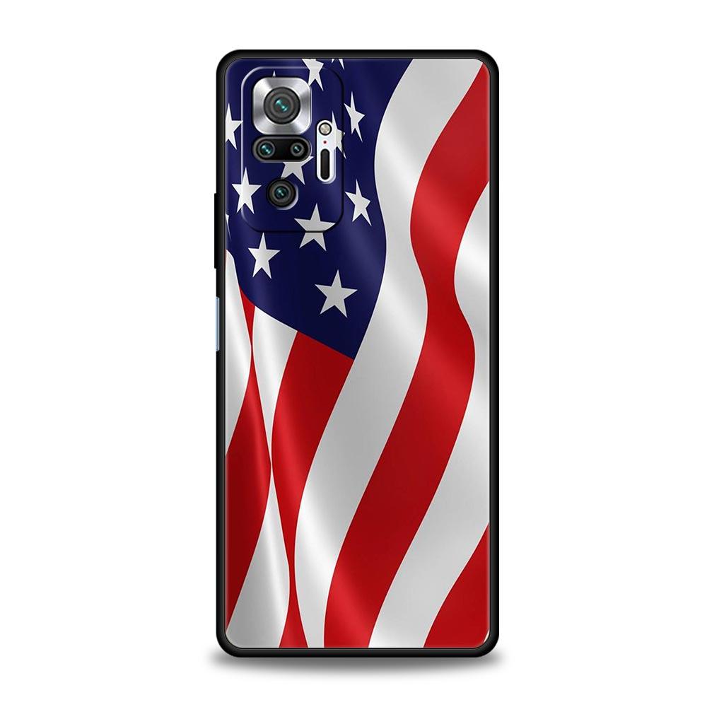 Чехол для телефона с флагом США для Xiaomi Redmi Note 14 13 5G 10 11 12 Pro Plus 4G 14C 13C 12C 10C Черный чехол