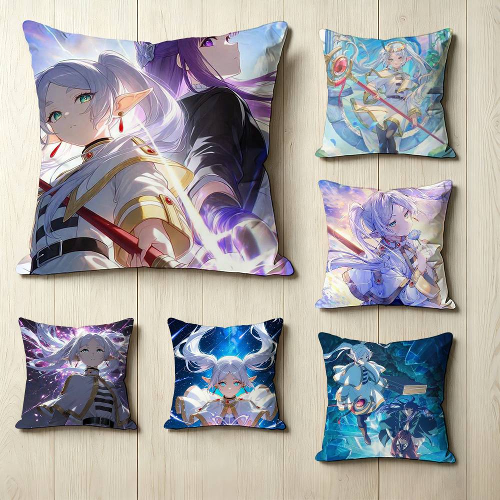 Anime FFrieren BBeyond Journeys End Square DoubleSided printed Pillow Case Bedroom Bedside Pillow Sofa Cushion Cover